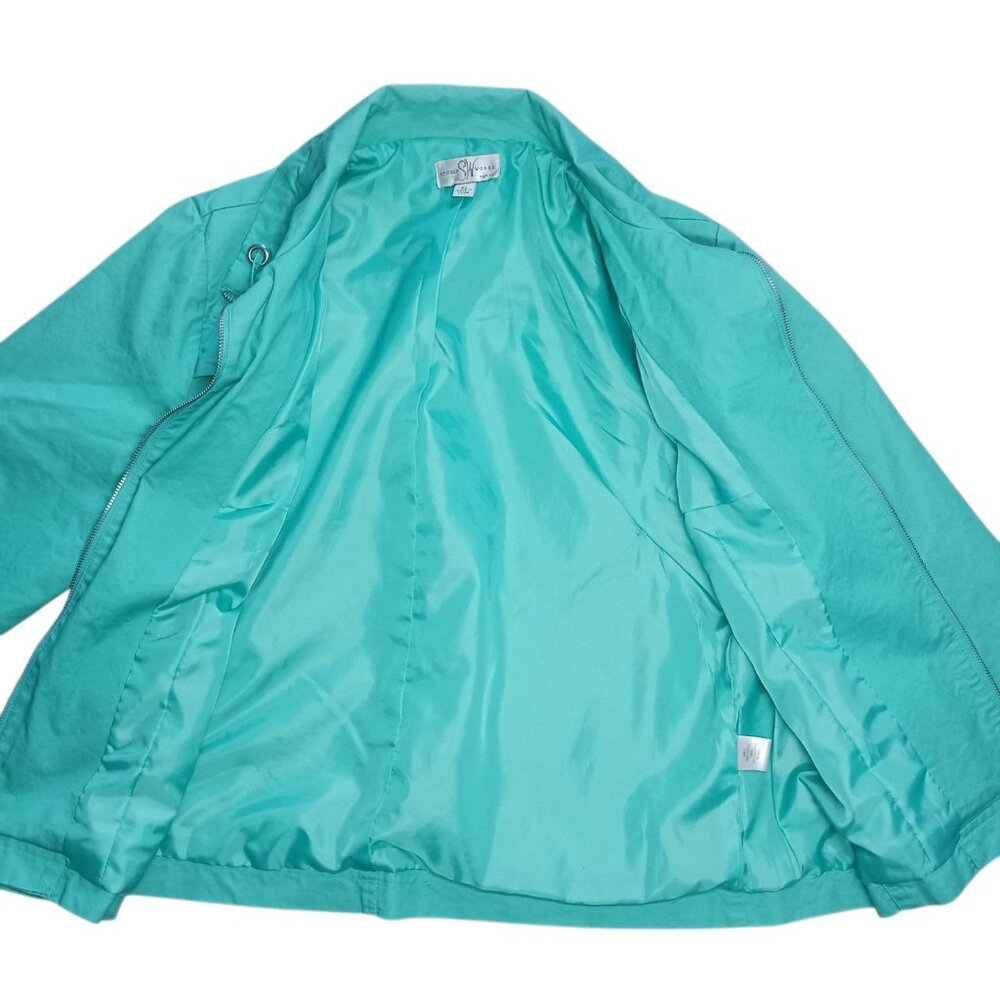 Studio Works Petite Large Canvas Spring Jacket Seafoam Green Lined Full Zip - Picture 10 of 14